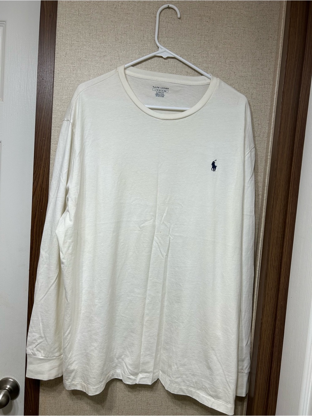 Polo by Ralph Lauren Cream Long-Sleeve Crewneck with Navy Pony